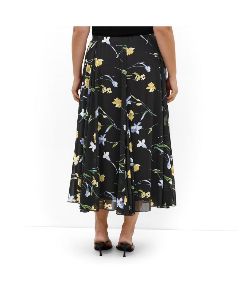 Plus Size Serene Petal Print Skirt