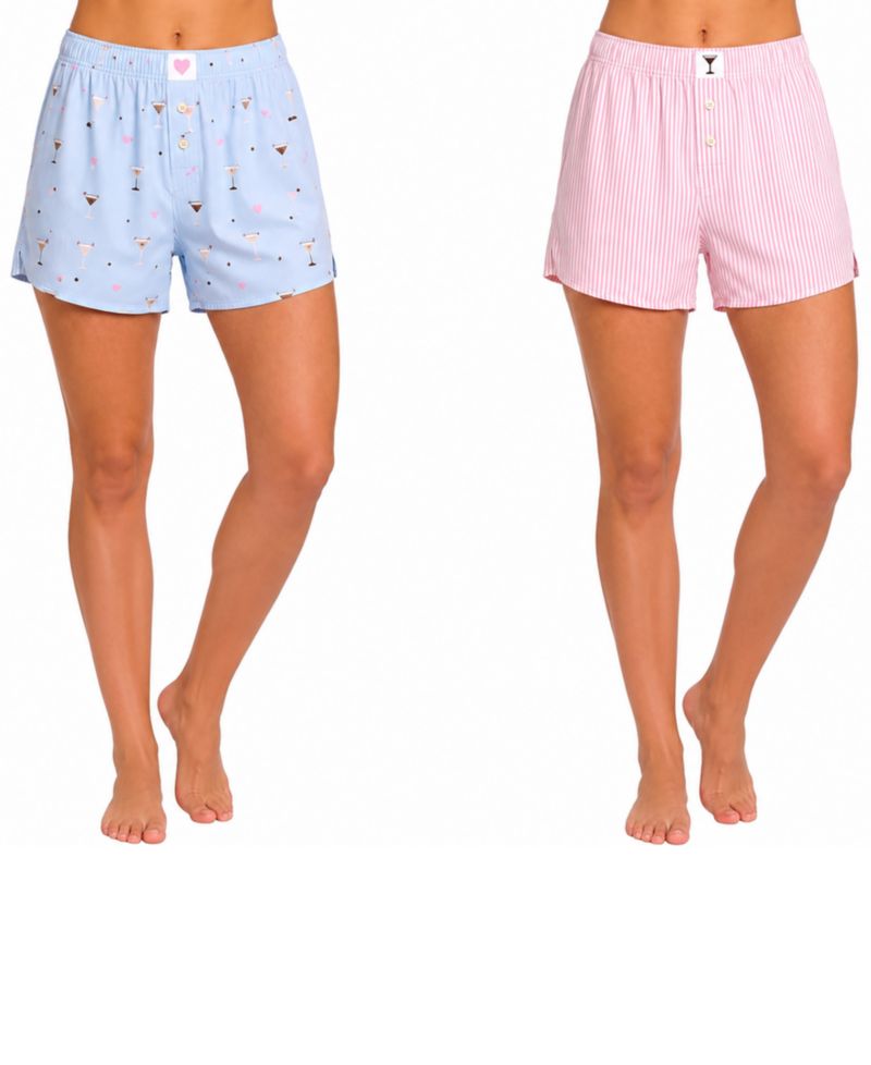Women's Rayon Woven Poplin Pajama Shorts, 2-Pack
