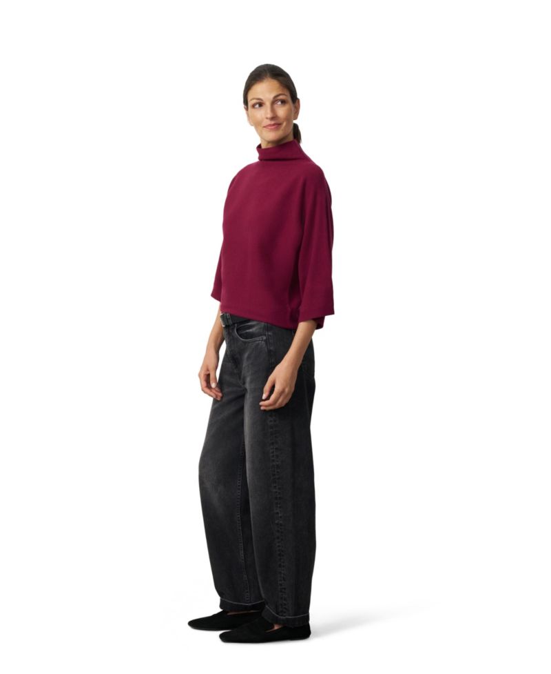 Women's Mock Neck Rib-Knit Dolman Sweater