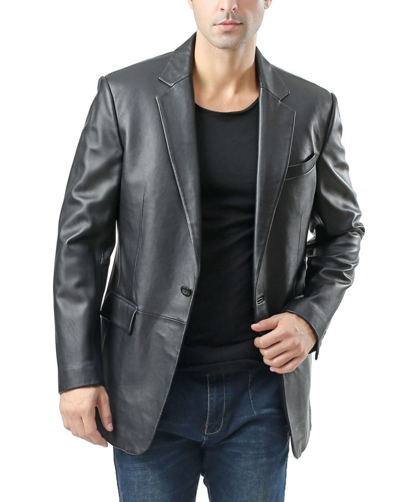 Men's Nicholas One-Button Leather Blazer