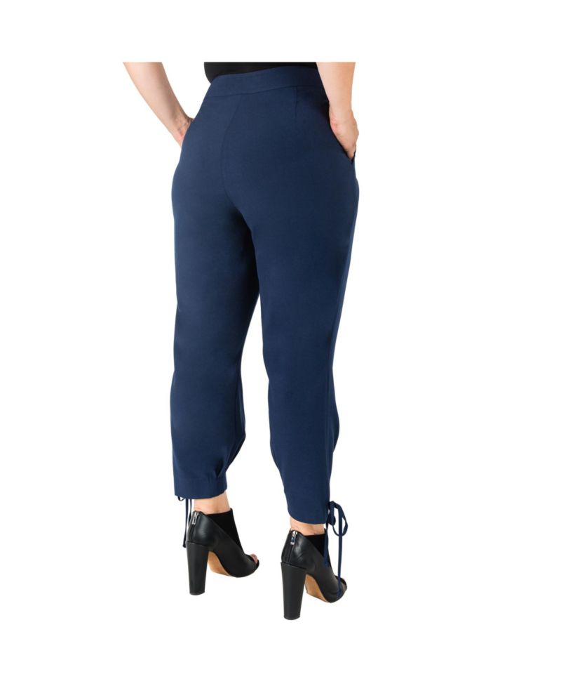 Plus Size High Waisted Ankle Tie Cuff Trousers