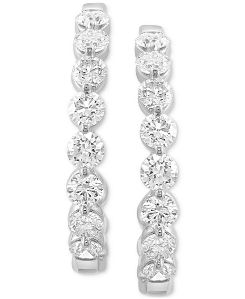 EFFY® Lab Grown Diamond In & Out Hoop Earrings (2-7/8 ct. t.w.) in 14k White Gold, 0.87"