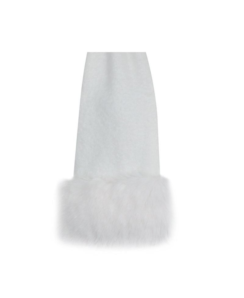 Women Selma White Wool-Blend Ribbed Knit Scarf