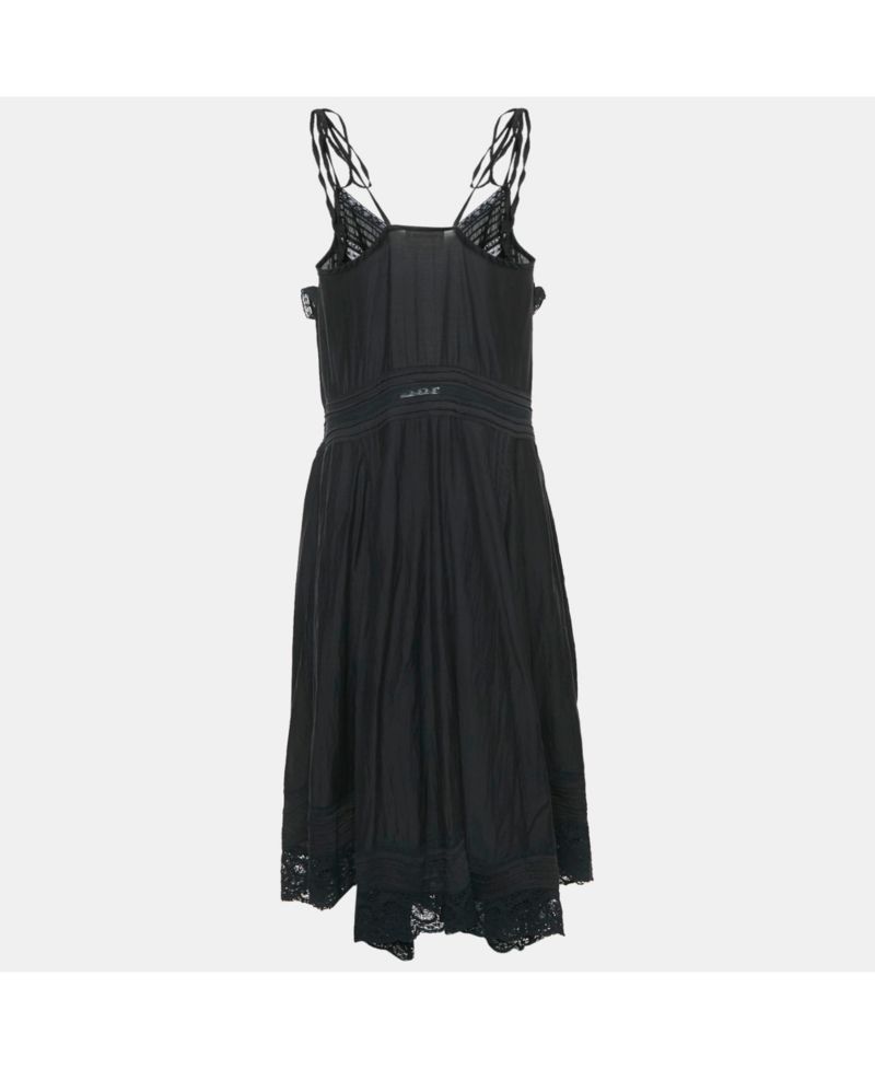 Women's Pre-Owned Zadig and Voltaire Black Lace Trim Rilli Cotton Asymmetric Midi Dress