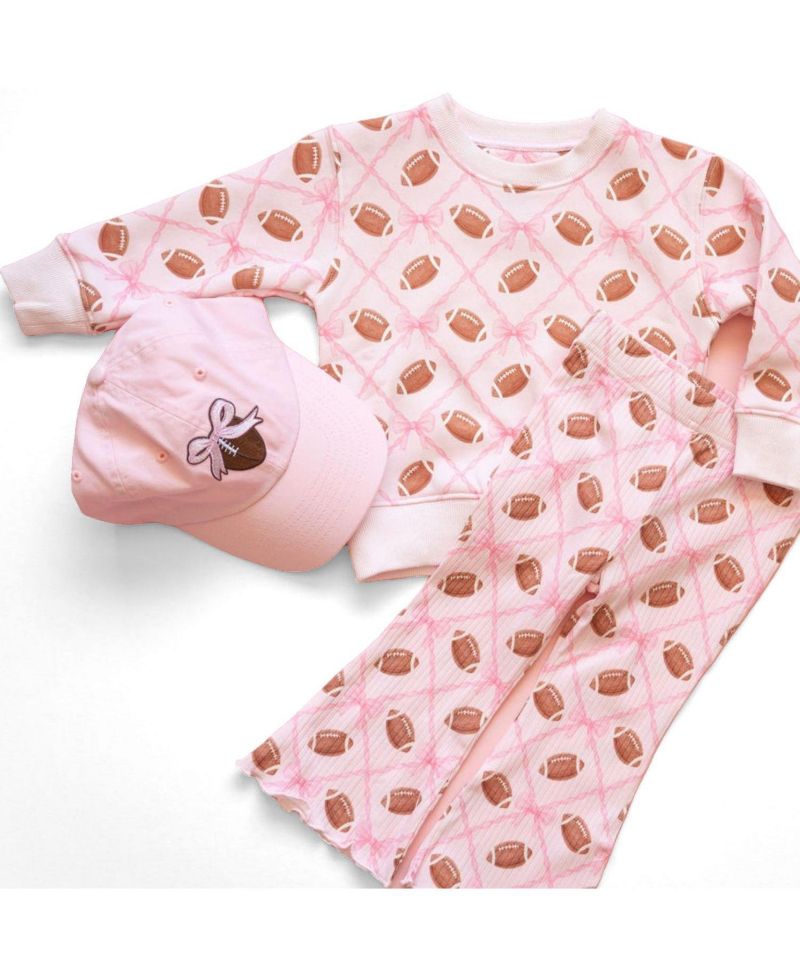 Baby Girls Football Trellis Sweatshirt and Flare Legging Set