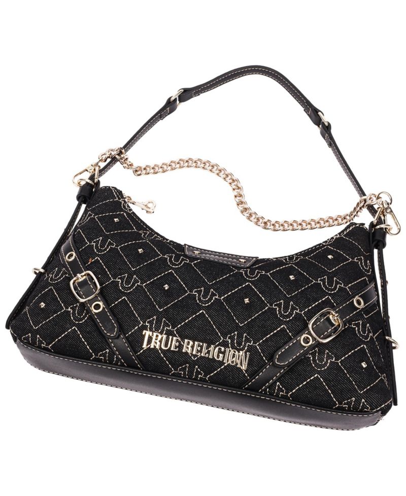 Women's Studded Denim Chain Shoulder Bag