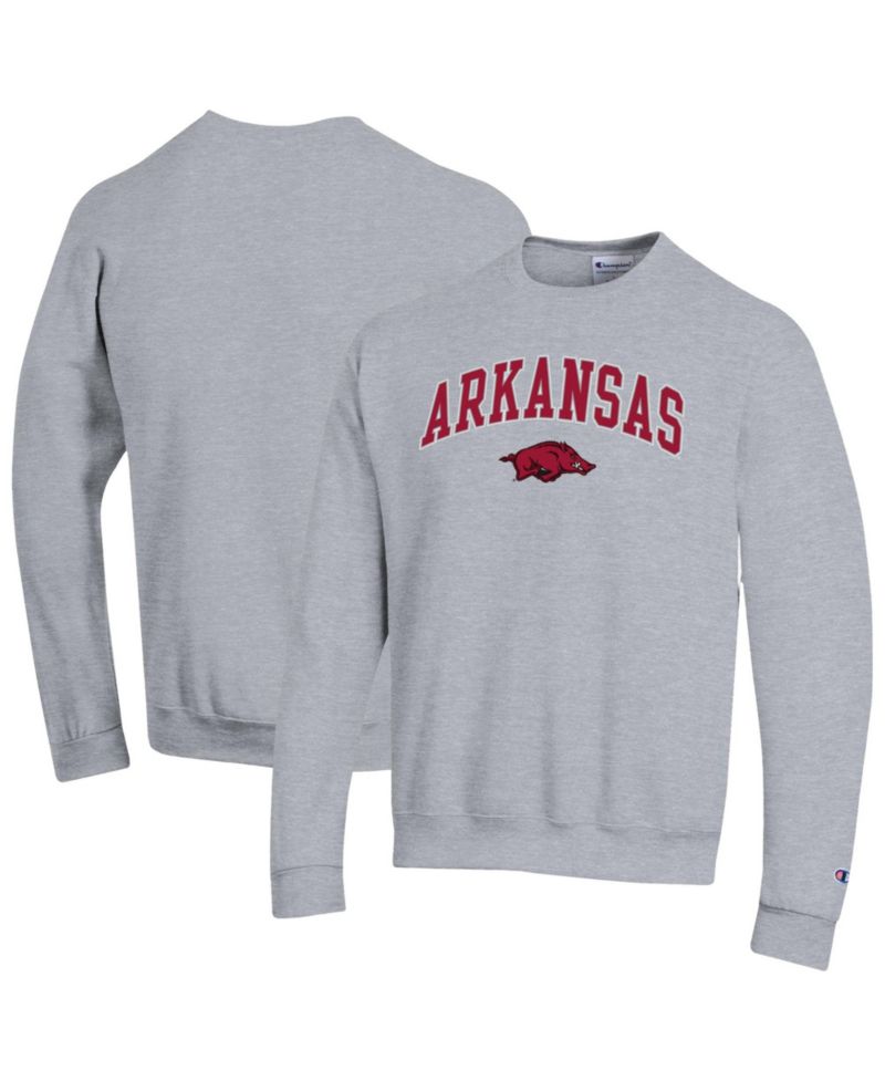 Men's Arkansas Razorbacks Crewneck Arch Over Logo Pullover Sweatshirt