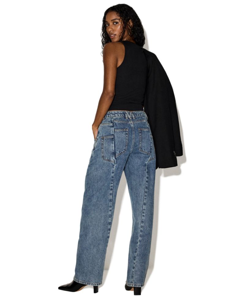 Women's Seamed Sydnee High-Rise Relaxed-Fit Twisted-Seam Detail Jeans