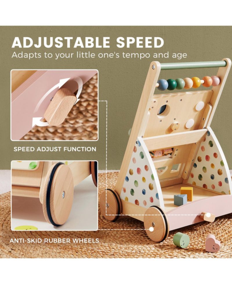 Versatile Montessori-Inspired Wooden Baby Walker Activity Center