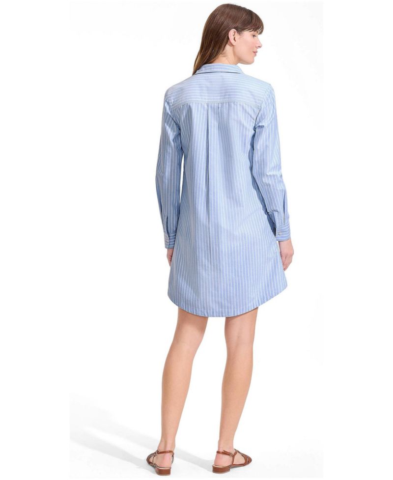 Women's Oxford Long Sleeve Button Front Shirt Dress