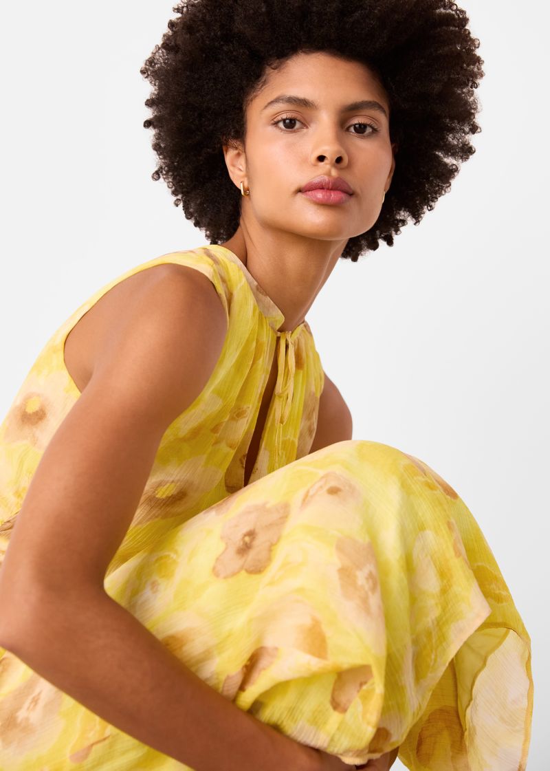 Women's Sunshine Floral Textured Midi Dress