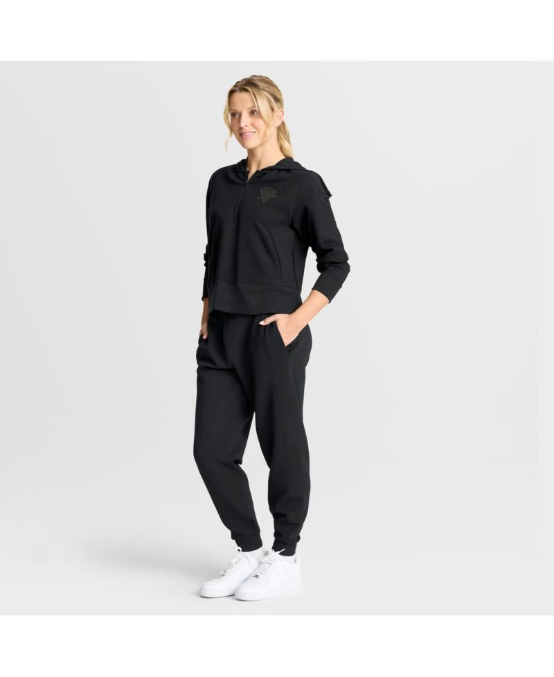 Women's Black Pittsburgh Penguins Authentic Pro Road Tri-Blend Quarter-Zip Hoodie