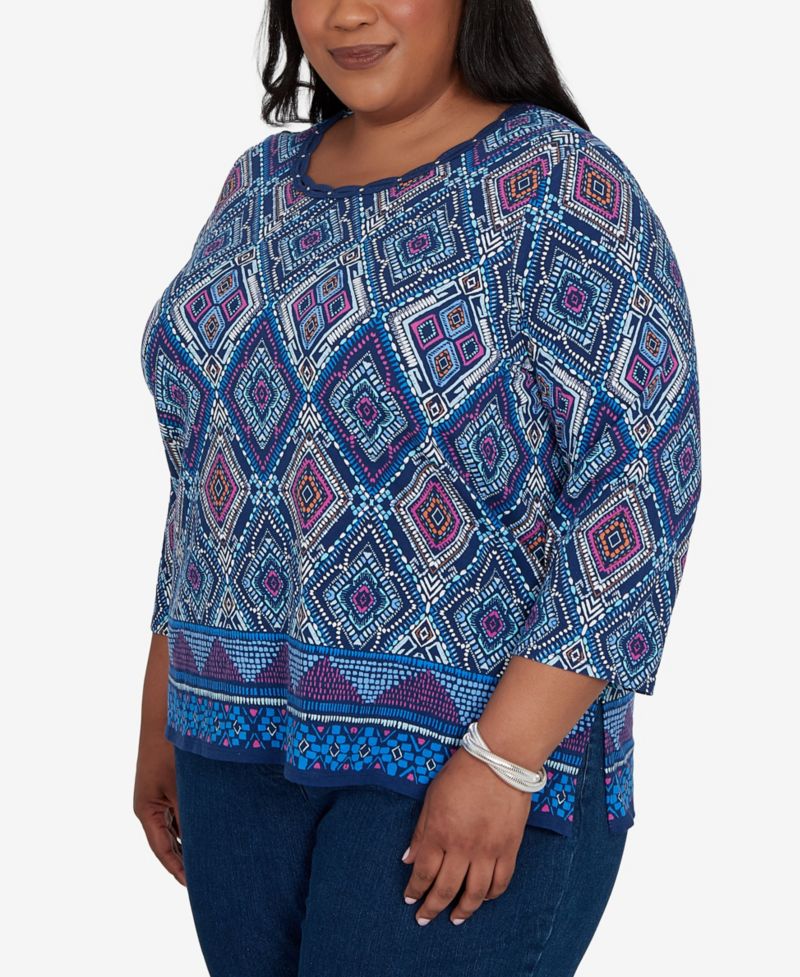Plus Size Kaleidoscope Print Knit Top