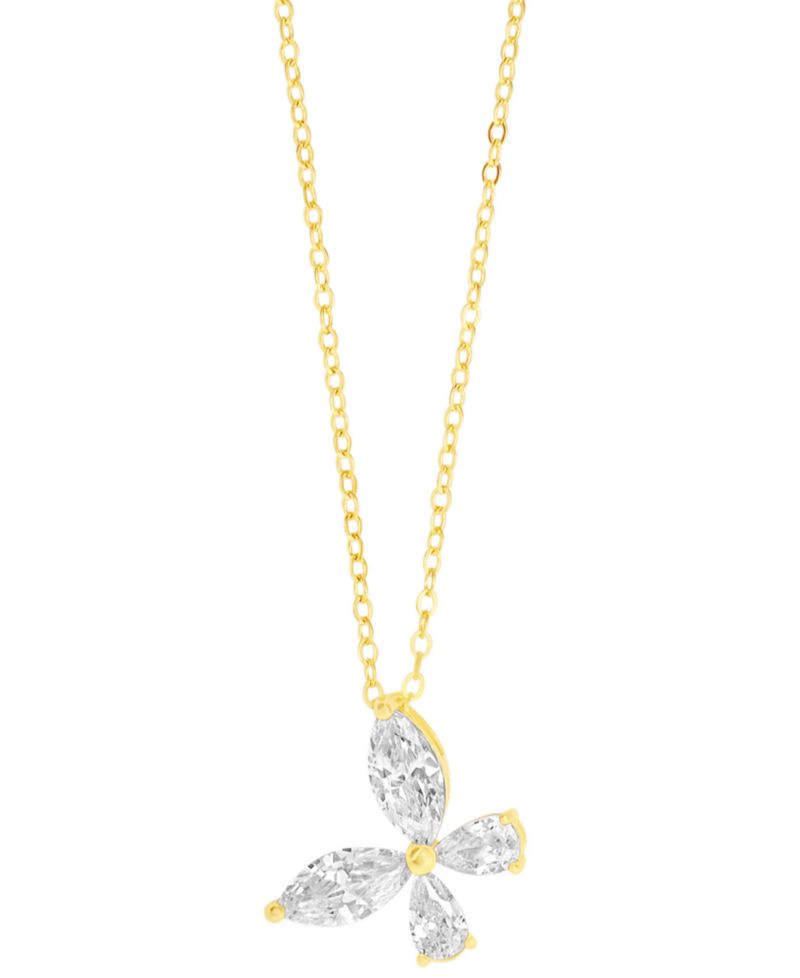 Cubic Zirconia Butterfly Pendant Necklace