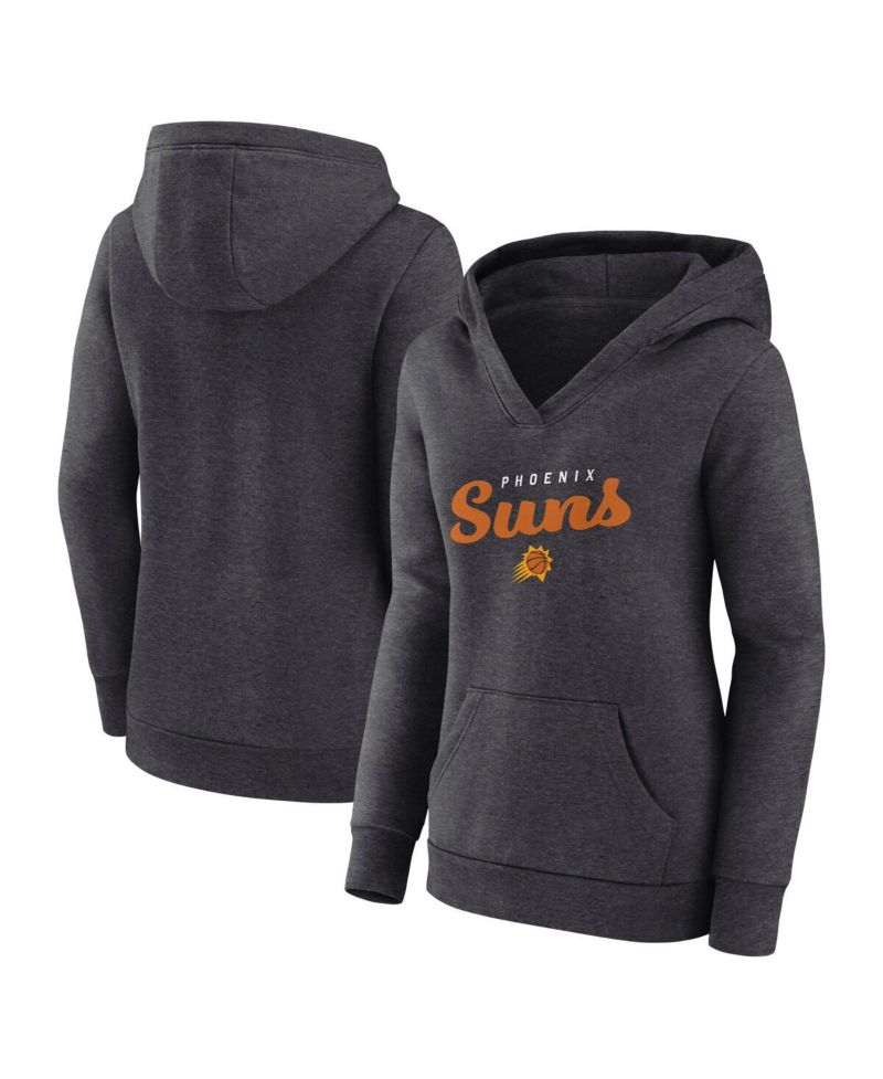 Women's Heather Charcoal Phoenix Suns Triumphant V-Neck Pullover Hoodie