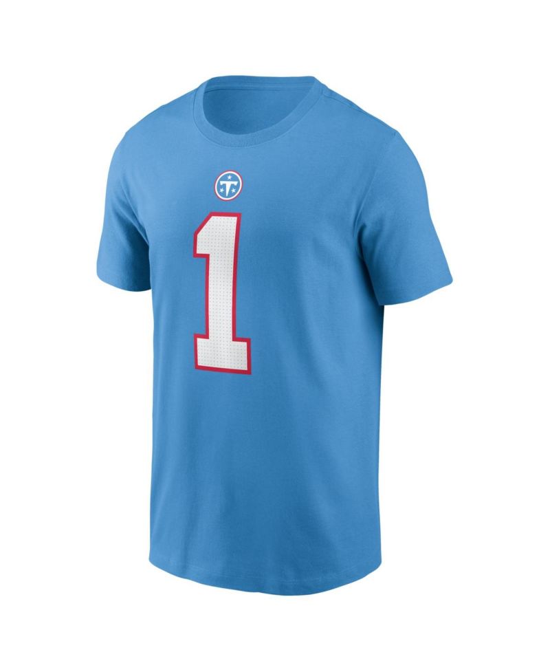 Men's Cameron Ward Light Blue Tennessee Titans Team Name and Number T-Shirt