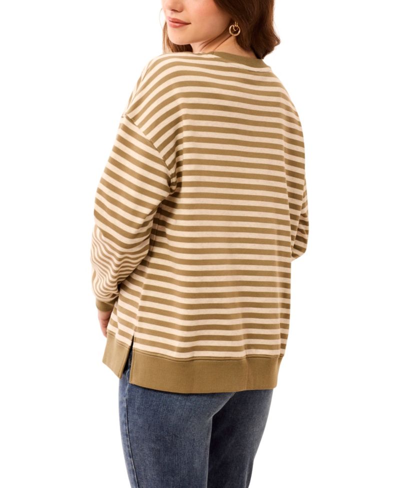 Women's Long-Sleeve Stripe Crewneck Top