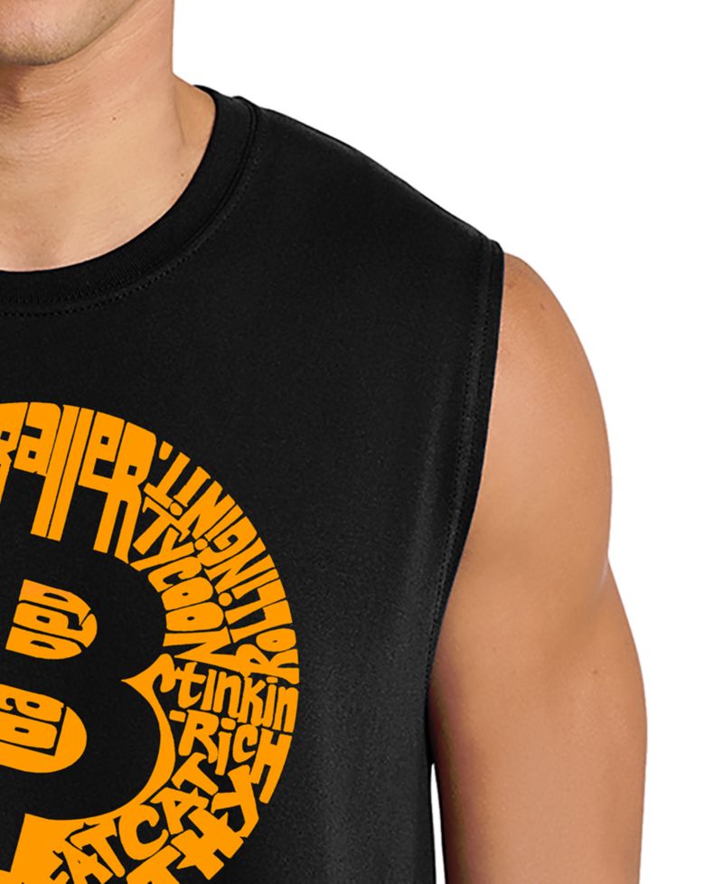 Men's Bitcoin Logo Word Art Graphic Tank Top