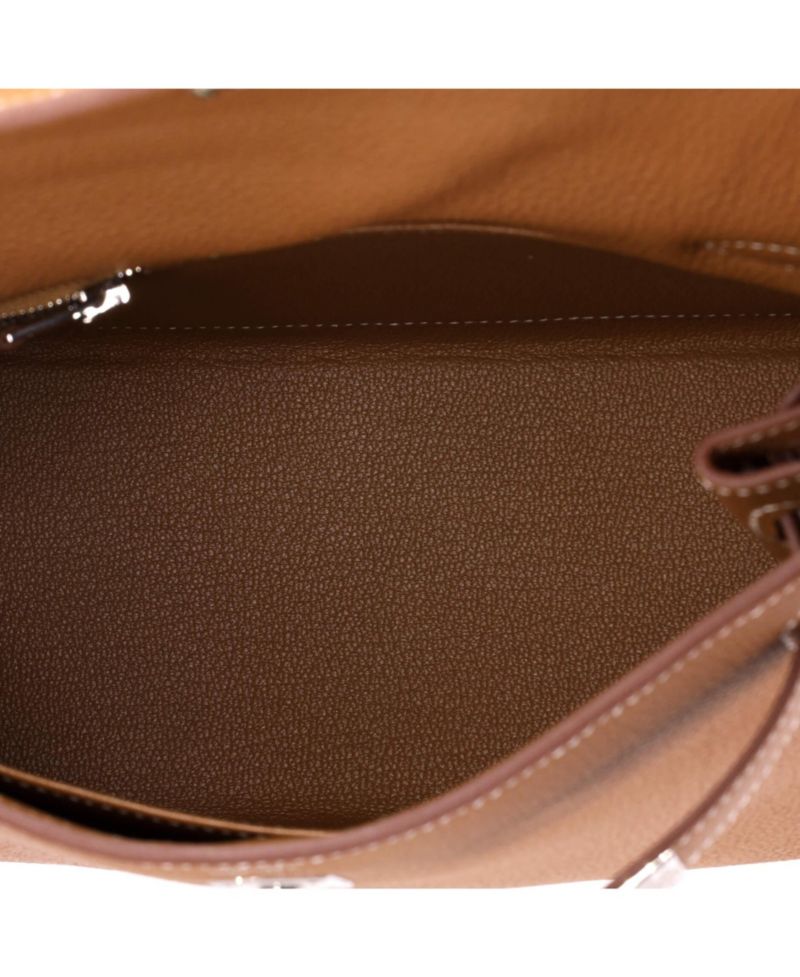 Kelly 25 Handbag Brown Togo with Palladium Hardware
