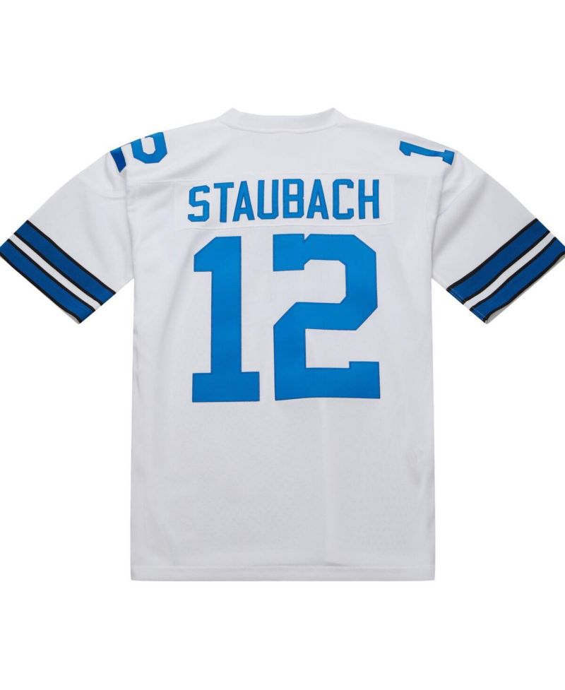 Men's Roger Staubach White Dallas Cowboys 1975 Authentic Throwback Retired Player Jersey