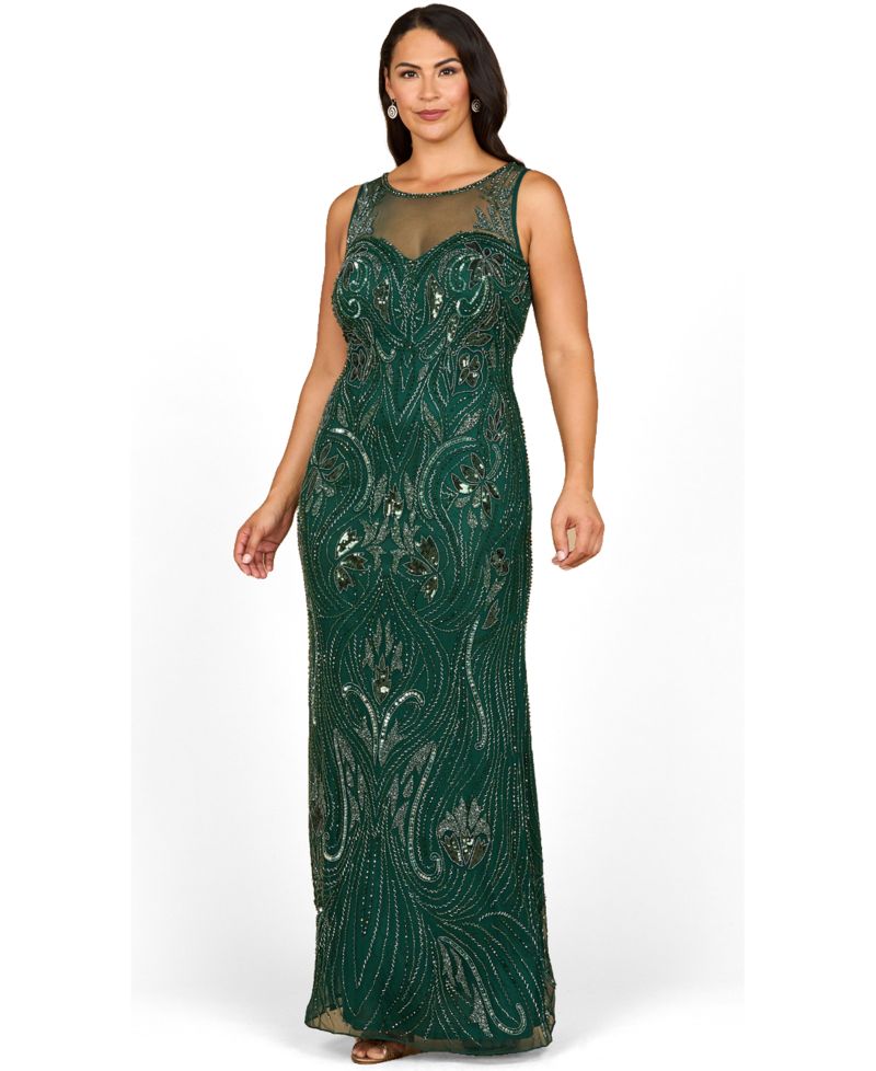Women's Beaded High Neckline Gown