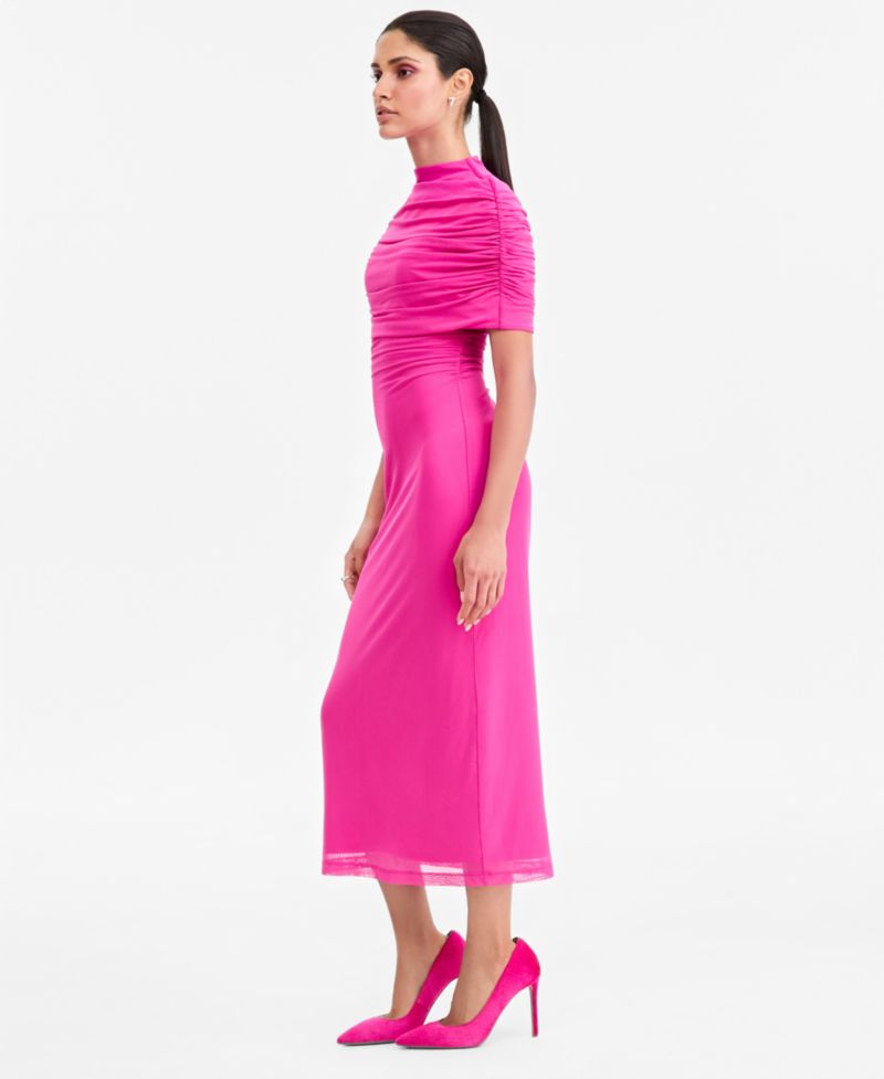 Women's Mock-Neck Midi Shrug Cape Dress