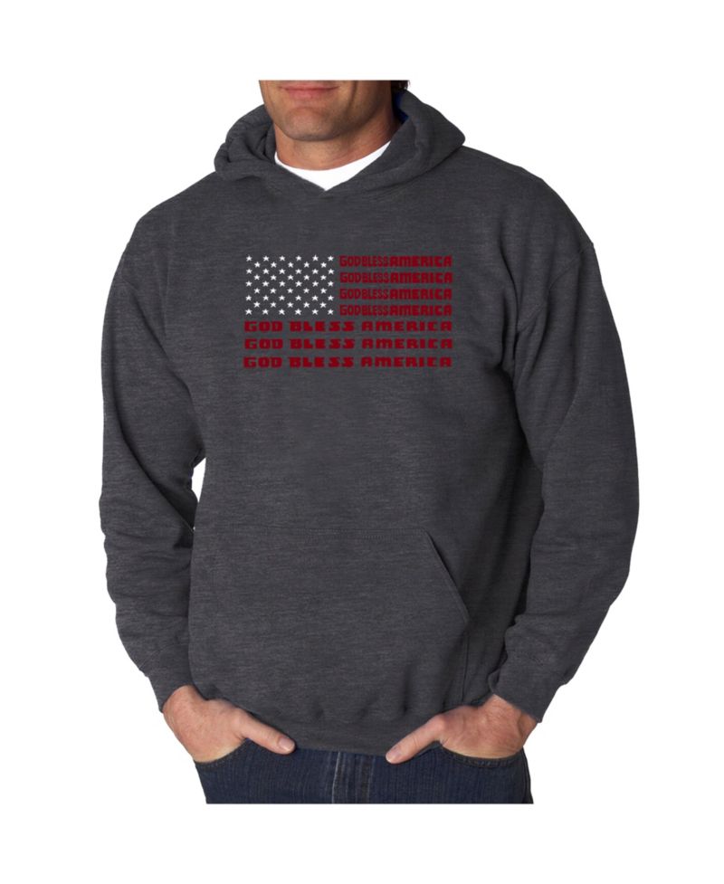 Men's Word Art Hooded Sweatshirt - God Bless America