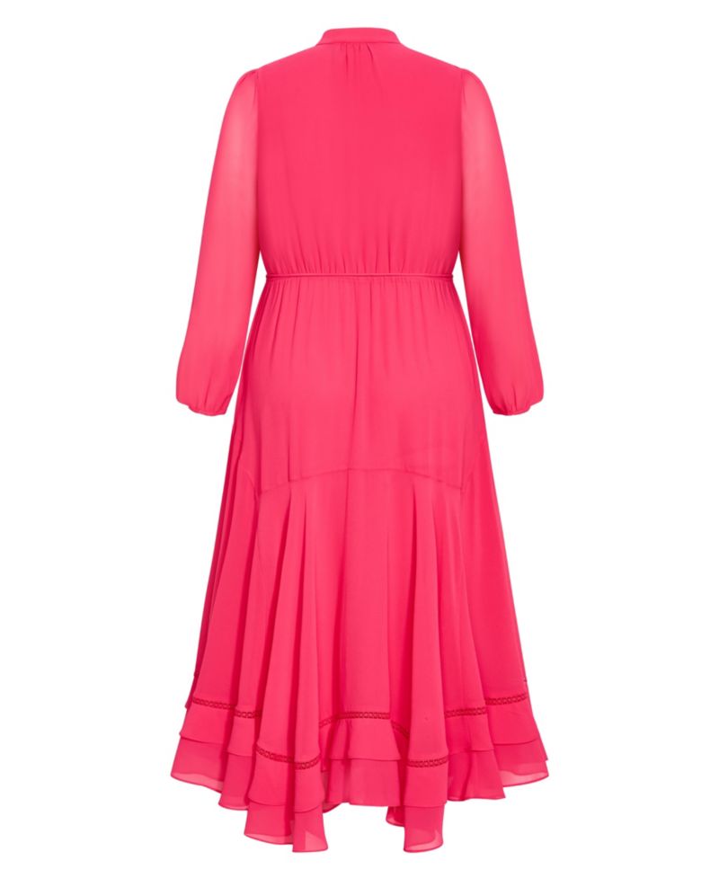 Plus Size Yasmin Long-Sleeve Chiffon Ruffle Maxi Dress