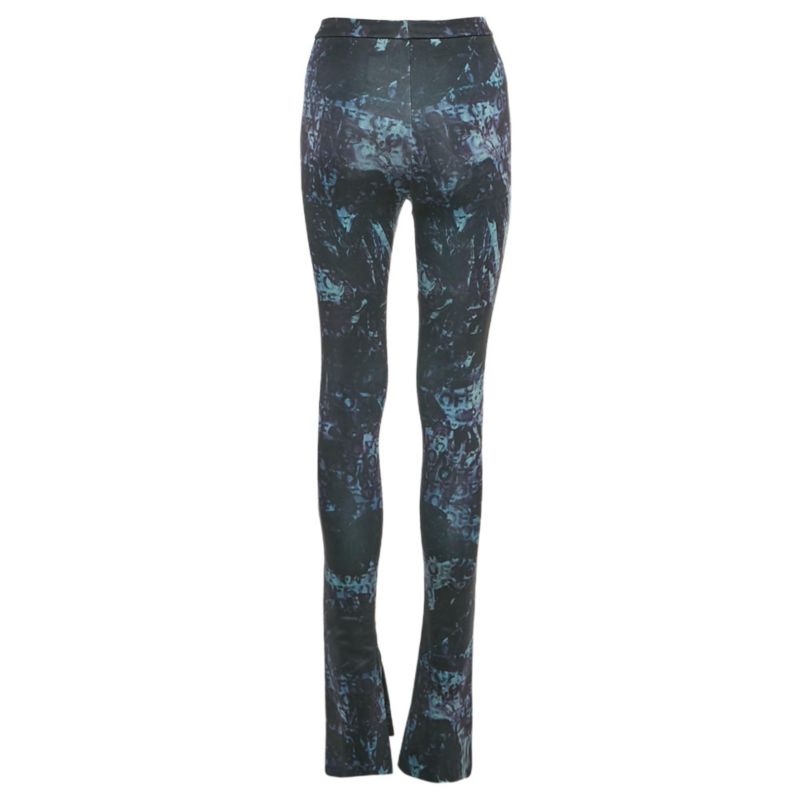 Women's Black Abstract Print Jersey Flared Leggings