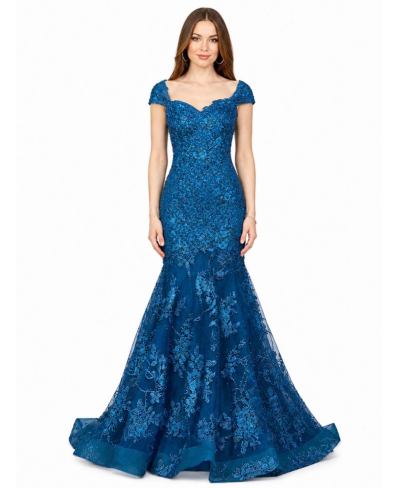 Women's Cap Sleeve Mermaid Gown