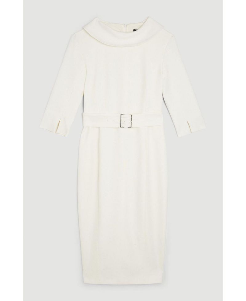 Women's Crepe Roll Neck Pencil Midi Dress