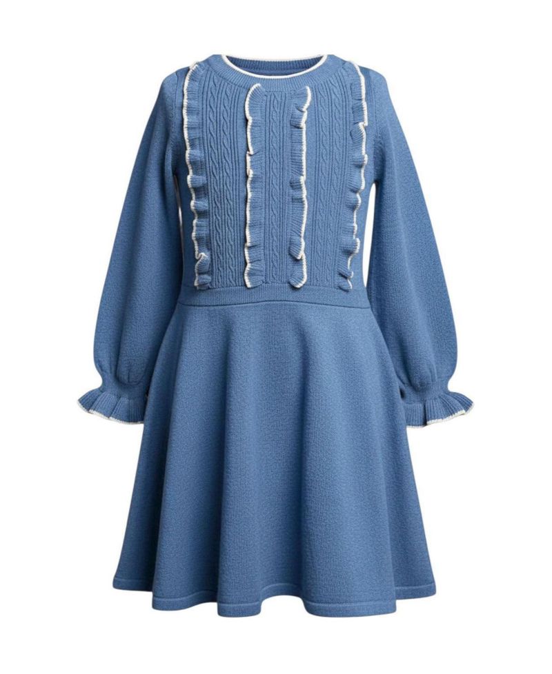 Little and Big Girl's (6-12) Ruffle Bodice Sweater Dress