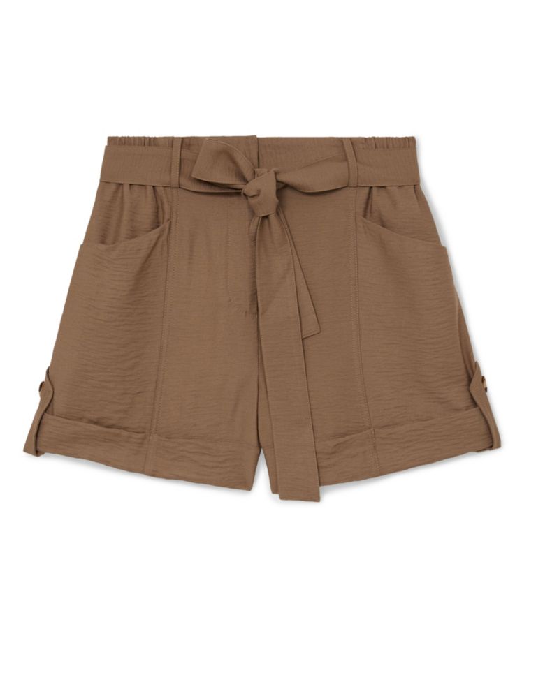 Women's Belted Button-Tab Shorts