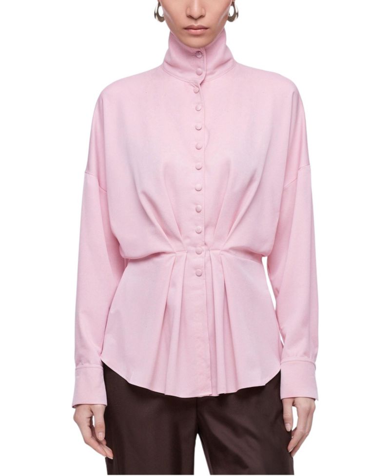 Women's Long-Sleeve Button-Up Tie-Detail Blouse