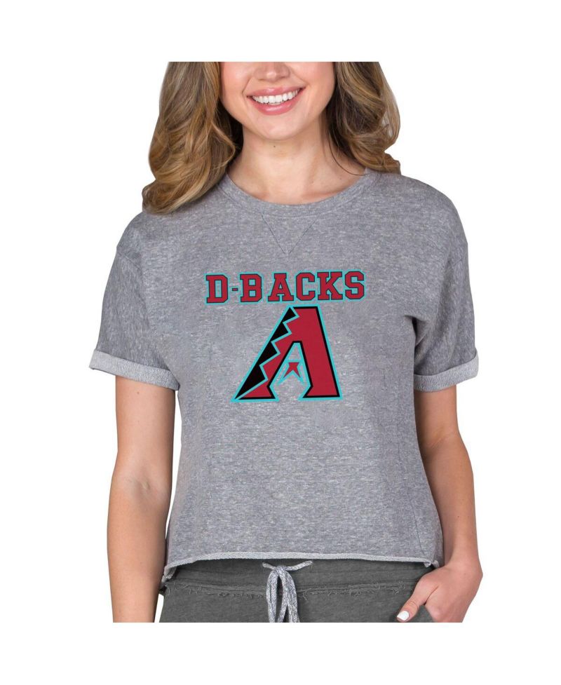 Women's Gray Arizona Diamondbacks Tri-Blend Mainstream Terry Short Sleeve Sweatshirt Top