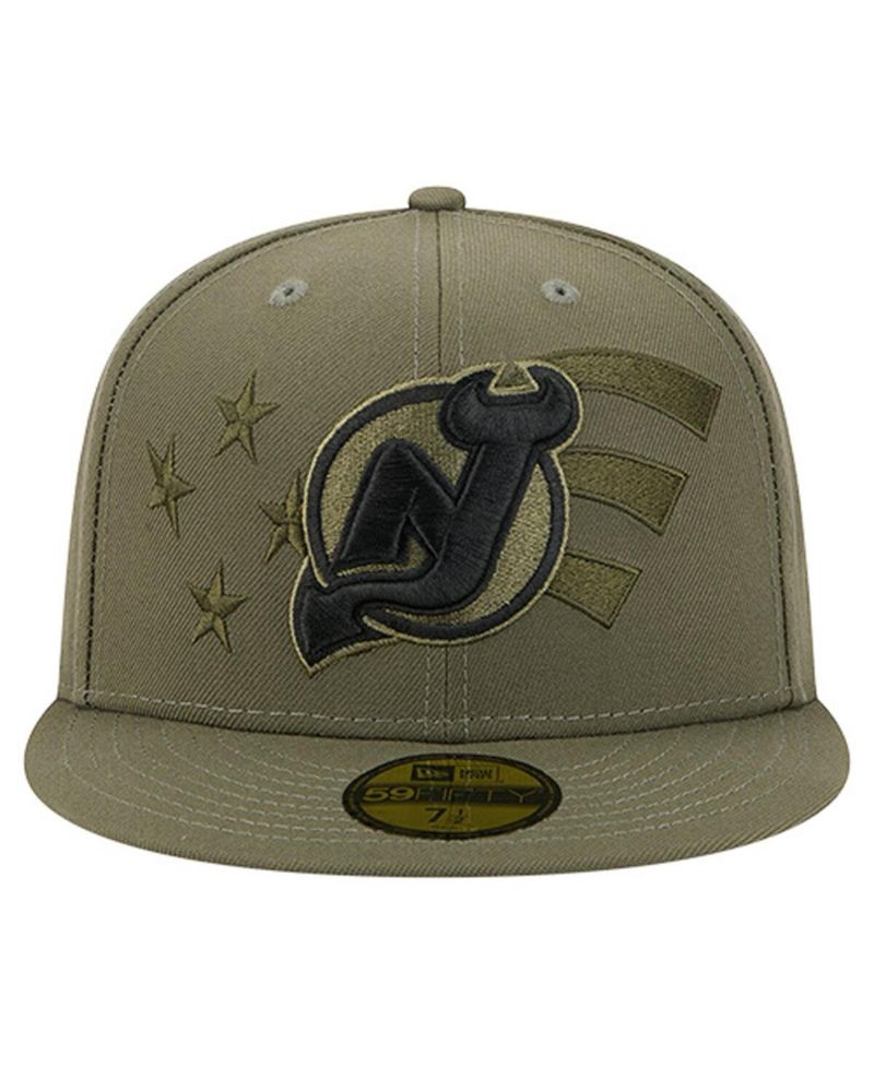 Men's Olive New Jersey Devils Military Appreciation Flag 59FIFTY Fitted Hat