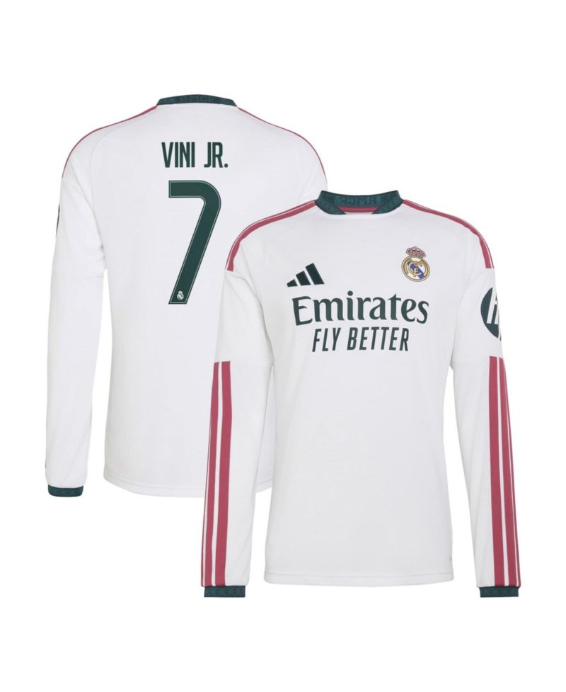 Men's Vini Jr. White Real Madrid 2026/27 Home Replica Long Sleeve Jersey