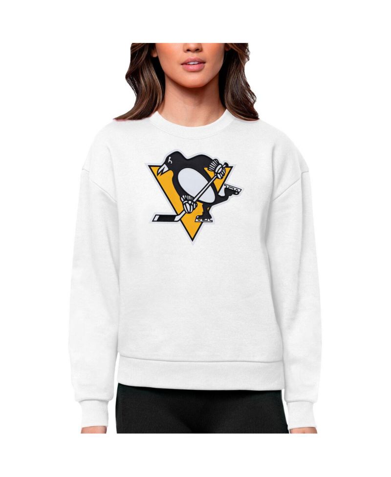 Women's White Pittsburgh Penguins Primary Logo Team Logo Victory Crewneck Pullover Sweatshirt