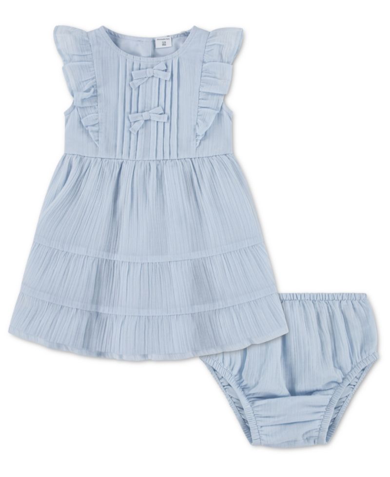Baby Girls' Pintuck Flutter Dress and Diaper Cover, 2-Piece Set