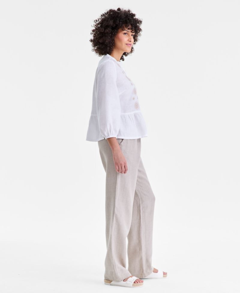 Women's 100% Linen Drawstring Pants