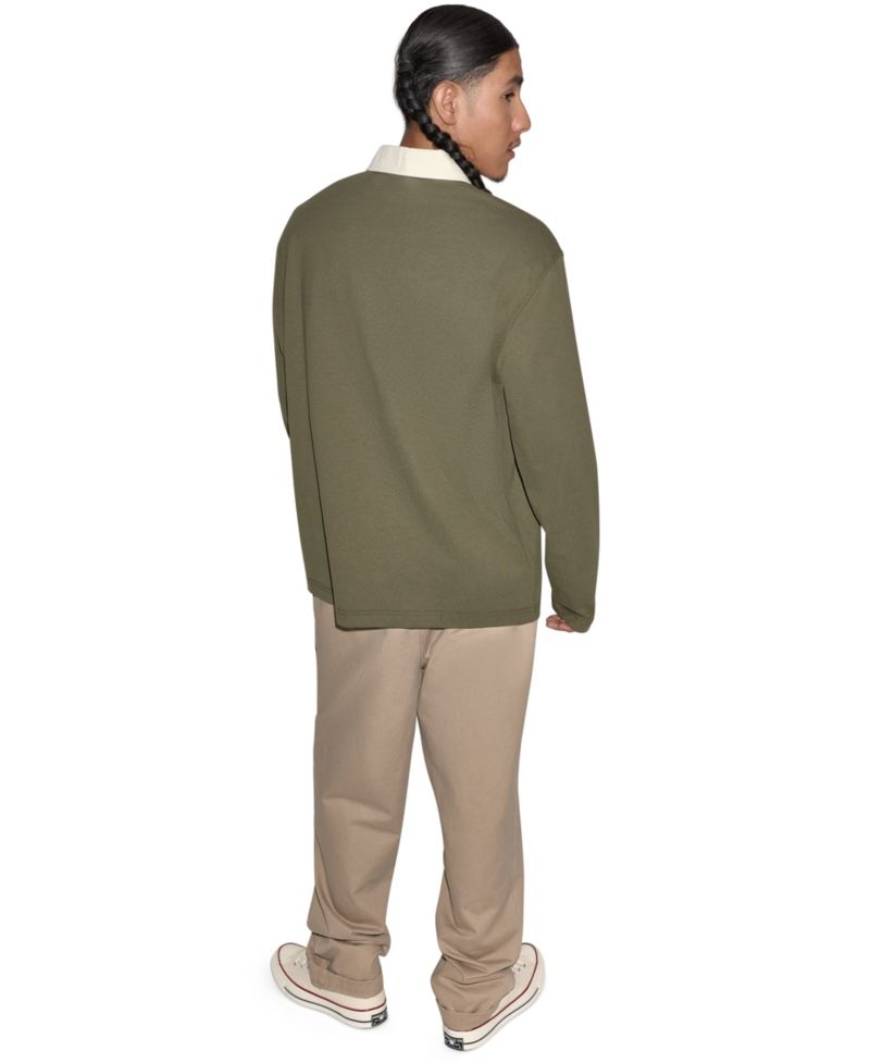 Men's Allverse Rugby Long-Sleeve Contrast-Collar Polo Shirt