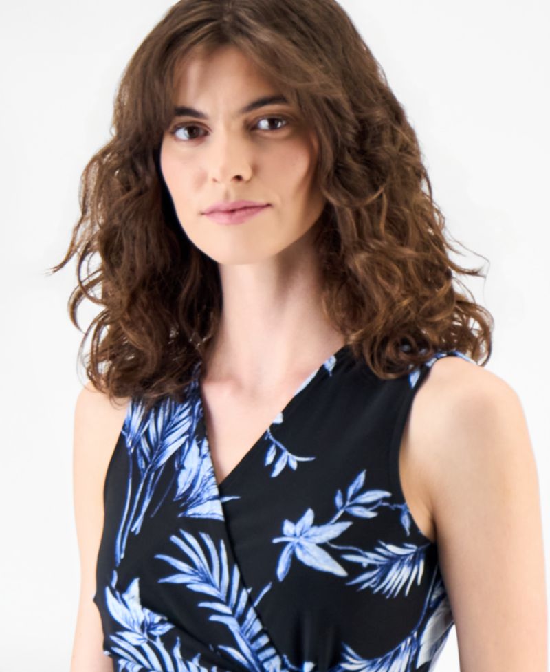 Women's Sleeveless Printed Wrap Top