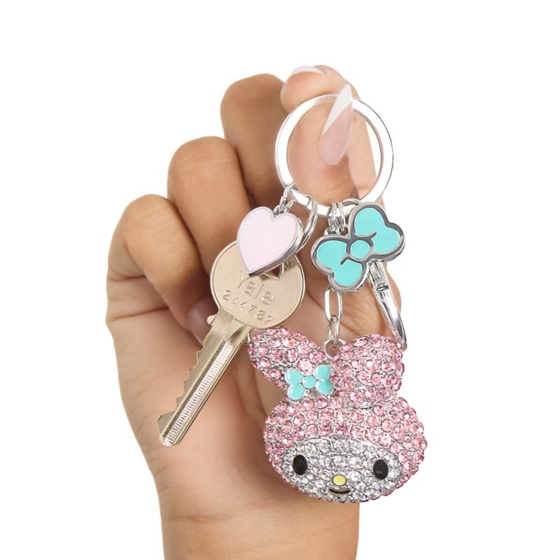 Sanrio My Melody Crystal Keychain with Heart & Bow Charms