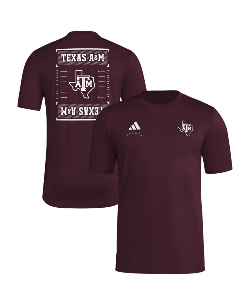 Men's Maroon Texas A&M Aggies Locker Football Icon AEROREADY Pre-Game T-Shirt