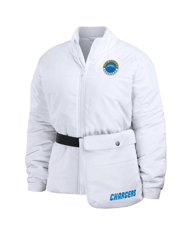 Women's White Los Angeles Chargers Packaway Full-Zip Puffer Jacket