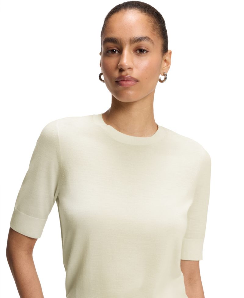 BOSS by Women's Merino Wool Short-Sleeved Sweater