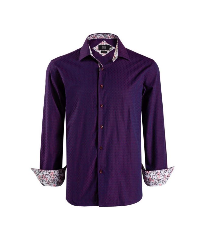 Men's Slim Fit Jacquard Dot Button-Down Shirt