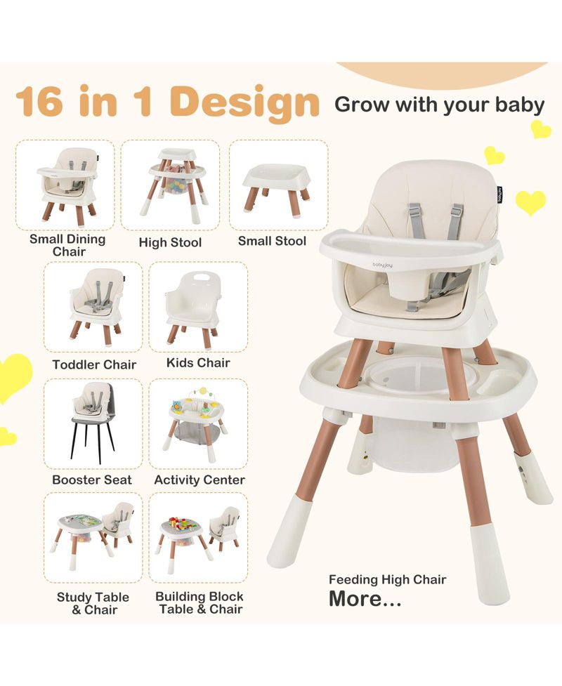 16-in-1 Baby High Chair w/ Activity Center Booster Seat Building Block Table