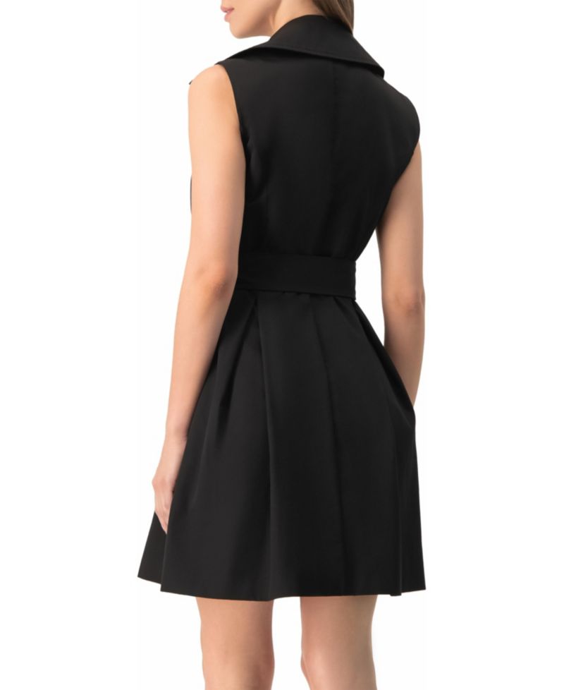 Women's Belted Sleeveless Trench-Style A-Line Mini Dress