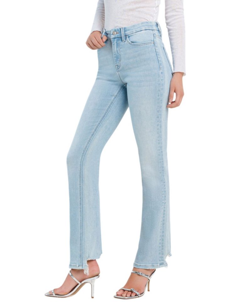 Women's High Rise Distressed Hem Bootcut Jeans